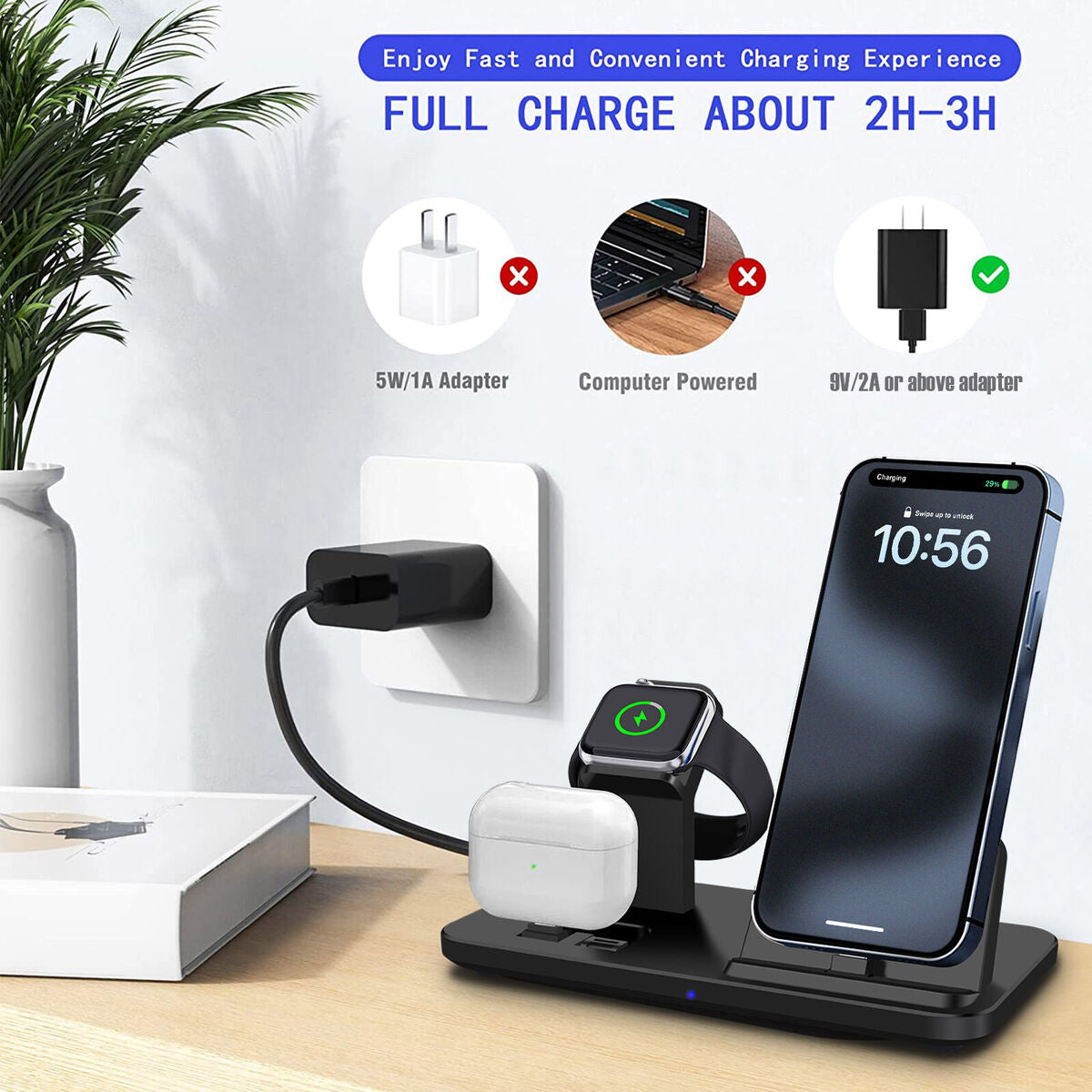 3in1 wireless Charger Station Dock For Apple Watch iPhone