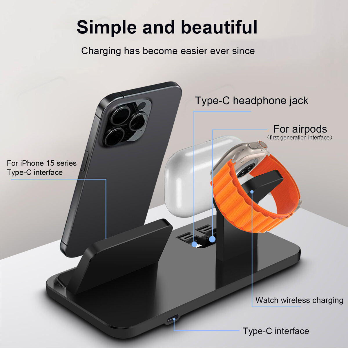 3in1 wireless Charger Station Dock For Apple Watch iPhone