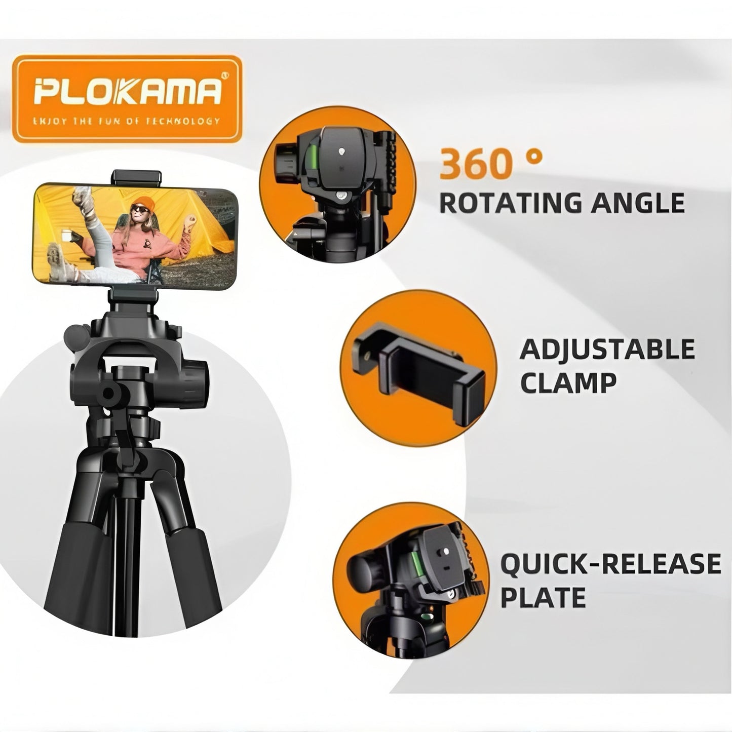 PLOKAMA PK-9950 PRO Professional Tripod 1500mm Convenient DSLR Mobile Universal Use