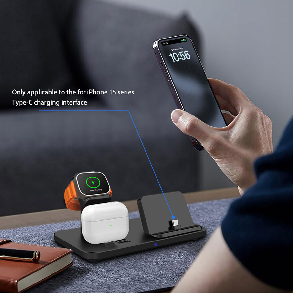 3in1 wireless Charger Station Dock For Apple Watch iPhone