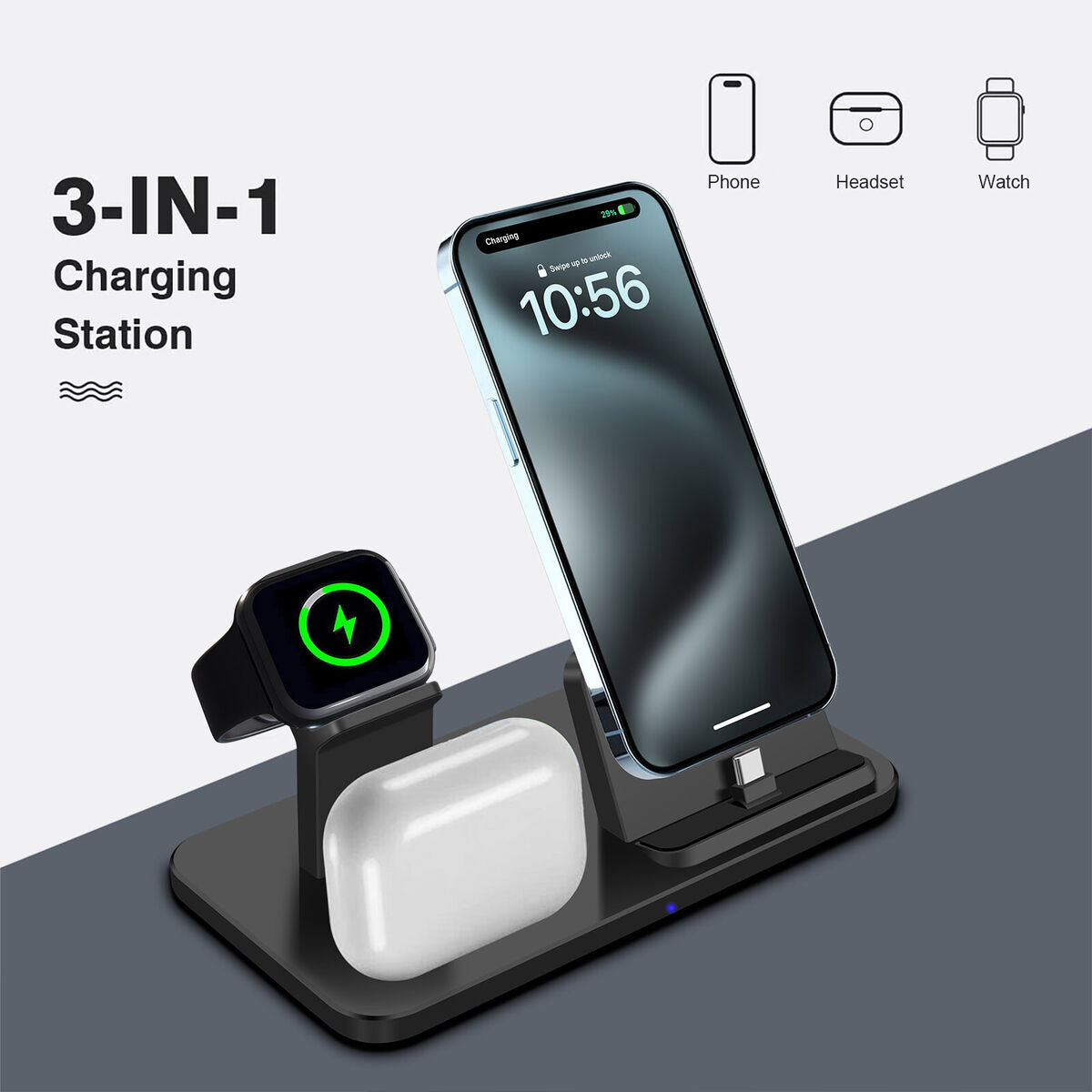 3in1 wireless Charger Station Dock For Apple Watch iPhone