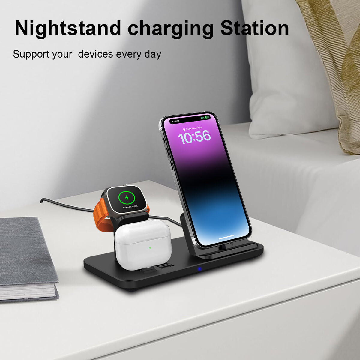 3in1 wireless Charger Station Dock For Apple Watch iPhone