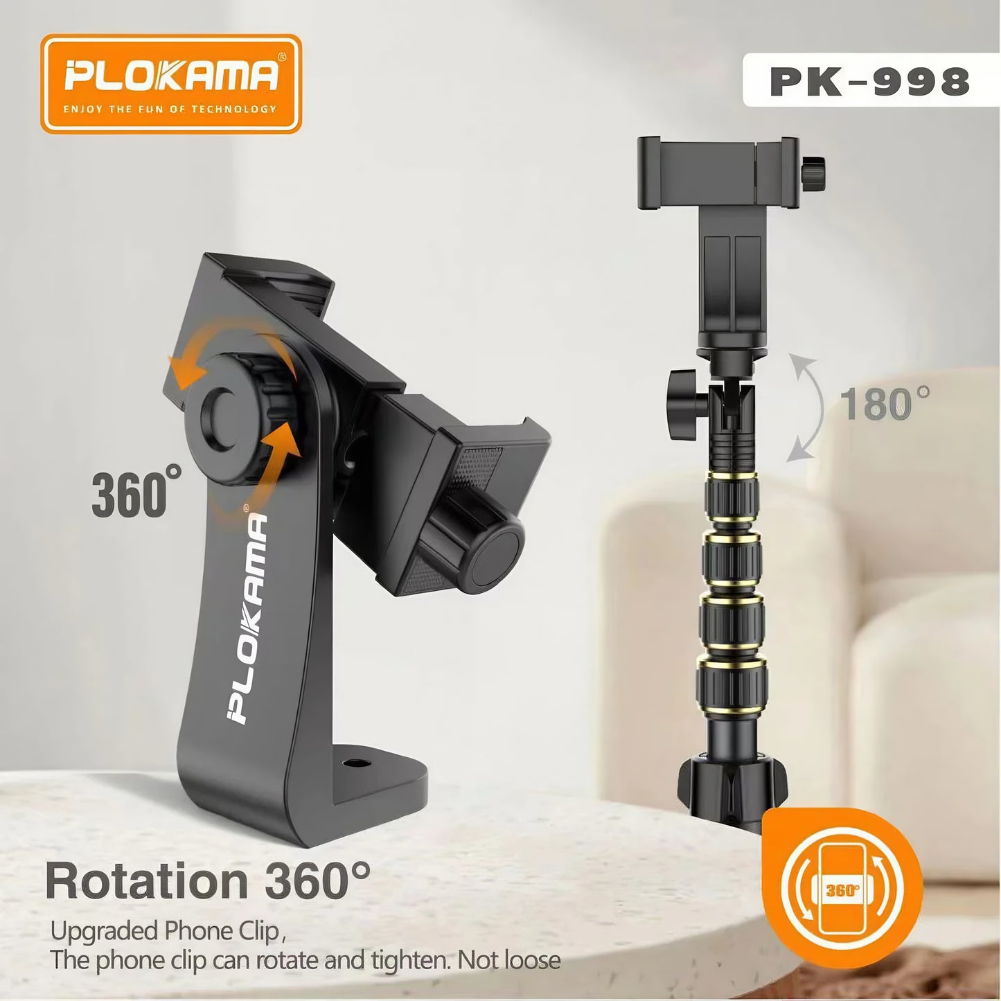 PLOKAMA PK-998 Photograph Tripod Height Adjust Stable and Linshakable Phone 200CM