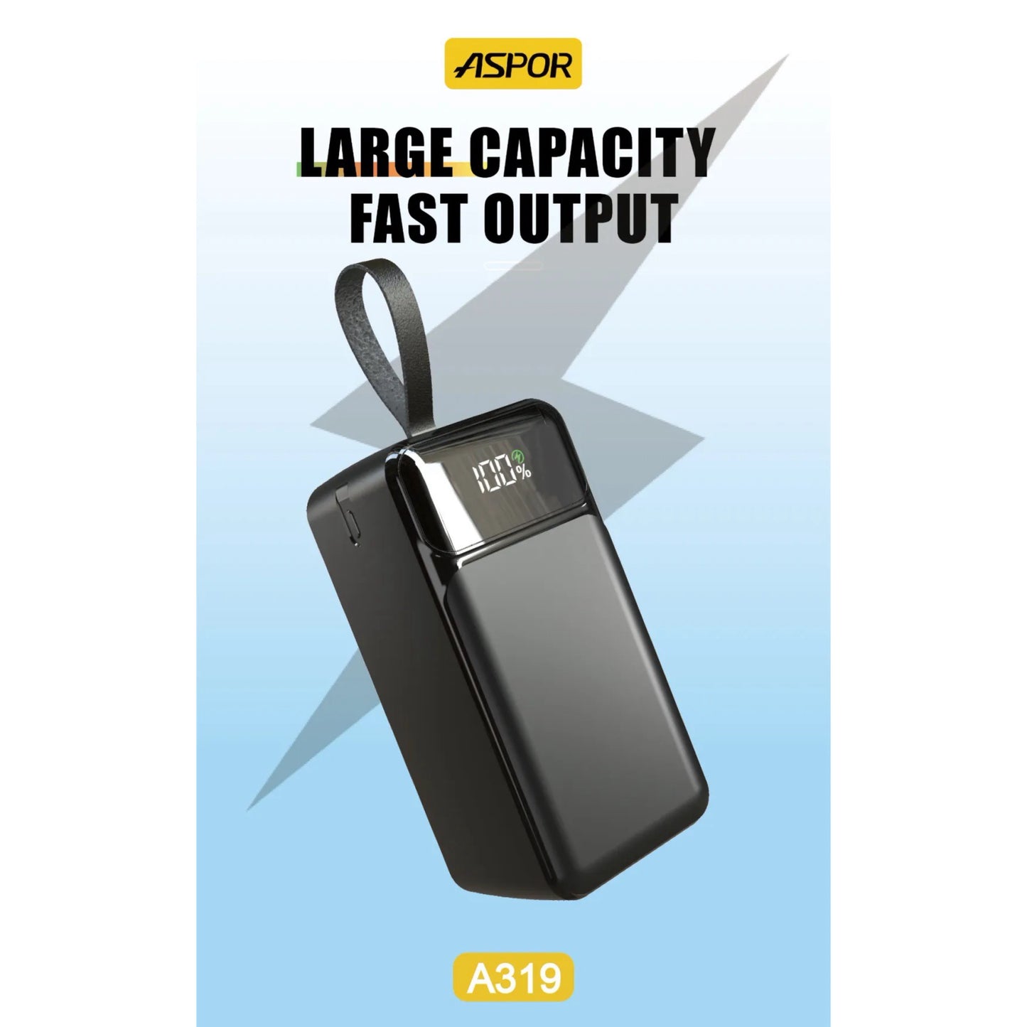 Aspor A319 22.5W 50000mAh Fast Charging Power Bank with 3 Cables